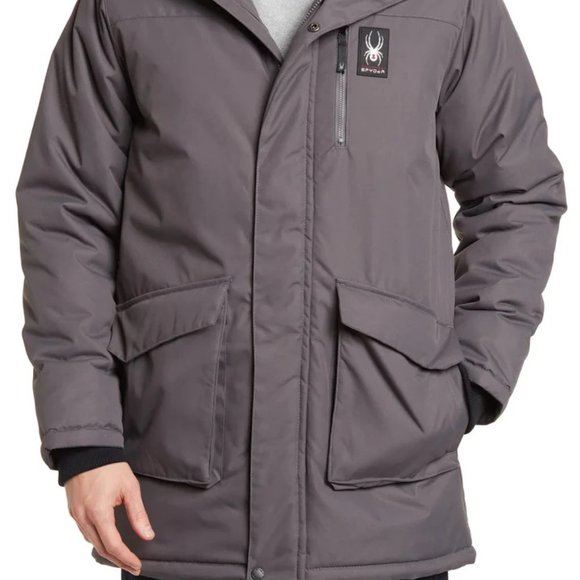 SPYDER POLAR Parka Jacket Waterproof ThermaWEB Insulation Gray Men’s Sz M NWT - Picture 2 of 15